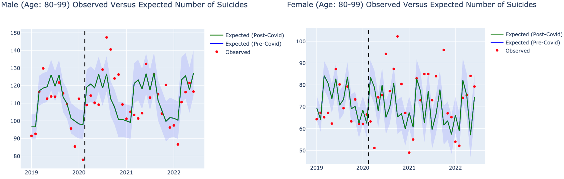 Excess suicides of the elderly (80+)during the pandemic